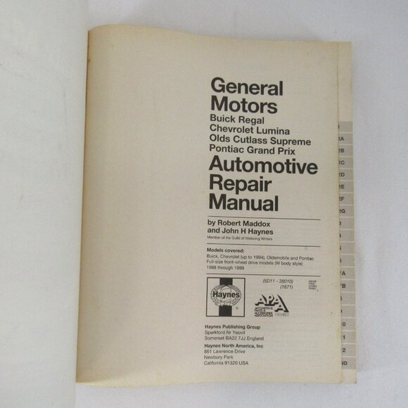 Haynes 38010 General Motors 1988 thru 1999 Repair Manual Buick Chevrolet - Picture 3 of 8
